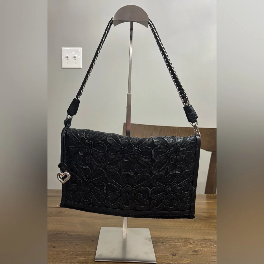 Brighton Elaine Floral Handbag Clutch with Braided Shoulder Strap